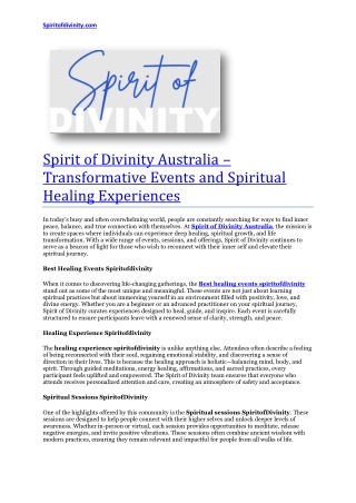 elevate spiritofdivinity event