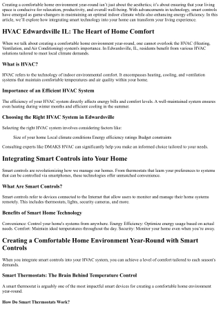 Creating a Comfortable Home Environment Year-Round with Smart Controls.