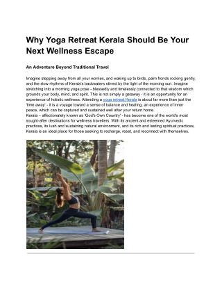 YOGA RETREAT KERALA | BIG BANANA ISLAND RETREAT