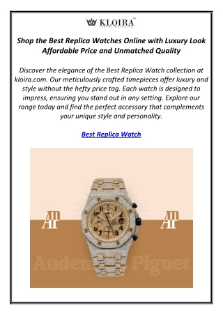 Shop the Best Replica Watches Online with Luxury Look Affordable Price and Unmat