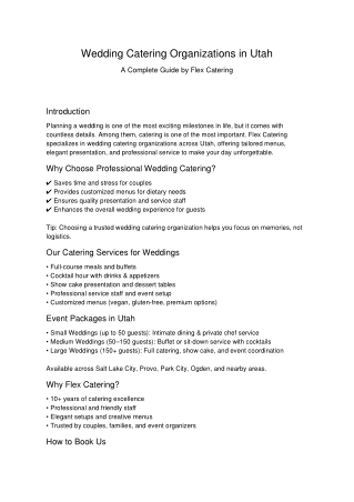 Wedding Catering Organizations in Utah  Flex Catering Guide
