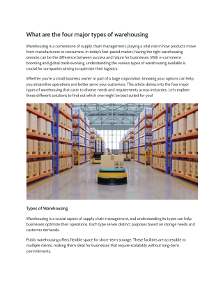 Different Types of Warehouses What's Best for Distribution