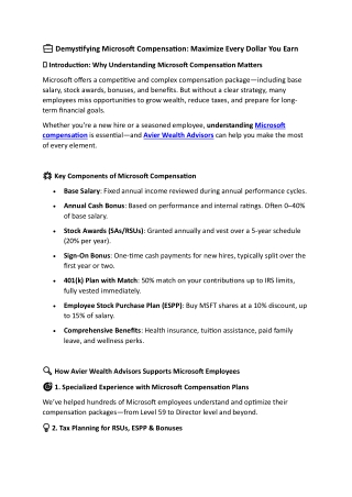 Microsoft Compensation | Avier Wealth Advisors