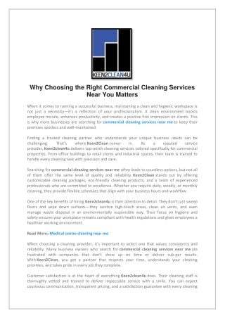 Why Choosing the Right Commercial Cleaning Services Near You Matters