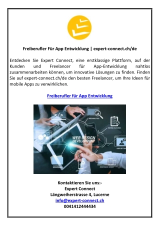 Freiberufler Für App Entwicklung | expert-connect.ch/de