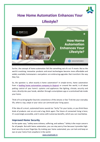 How Home Automation Enhances Your Lifestyle?