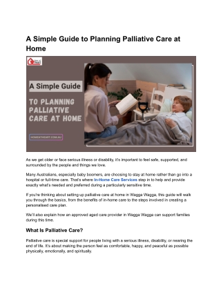 A Simple Guide to Planning Palliative Care at Home