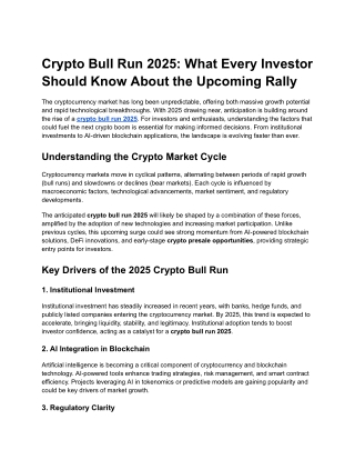 Crypto Bull Run 2025_ What Every Investor Should Know About the Upcoming Rally