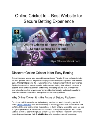 Online Cricket Id – Best Website for Secure Betting Experience