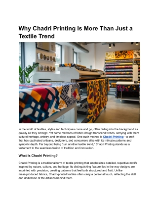 Why Chadri Printing Is More Than Just a Textile Trend