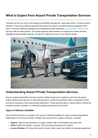 What to Expect from Airport Private Transportation Services