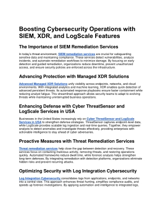 Boosting Cybersecurity Operations with SIEM