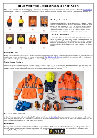 Hi Vis Workwear The Importance of Bright Colors