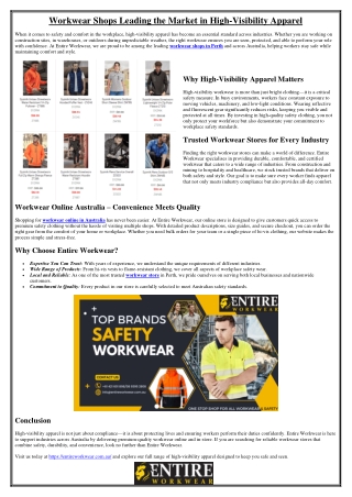 Workwear Shops Leading the Market in High-Visibility Apparel