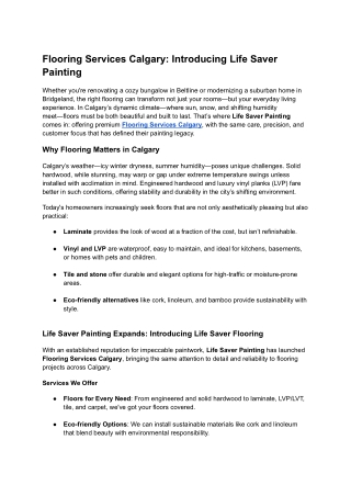 Flooring Services Calgary_ Introducing Life Saver Painting