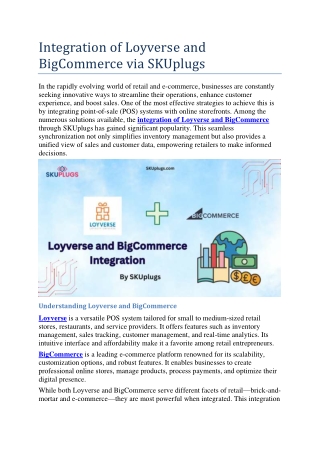 Loyverse and BigCommerce Integration by SKUplugs