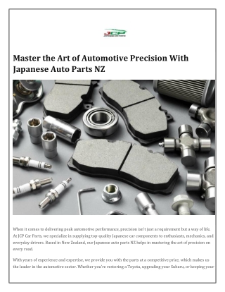 Master the Art of Automotive Precision With Japanese Auto Parts NZ