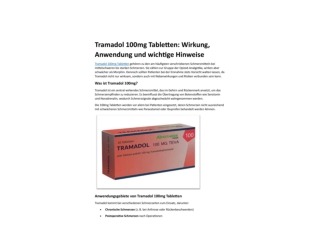 Tramadol 100mg Tabletten: Wirkung, Anwendung und wichtige Hinweise