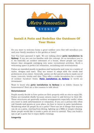 Install A Patio and Redefine the Outdoors Of Your Home