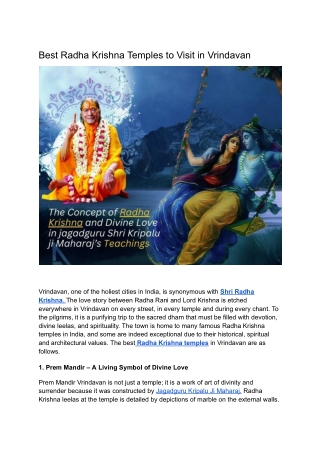 Best Radha Krishna Temples to Visit in Vrindavan (1)