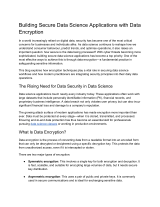 Building Secure Data Science Applications with Data Encryption