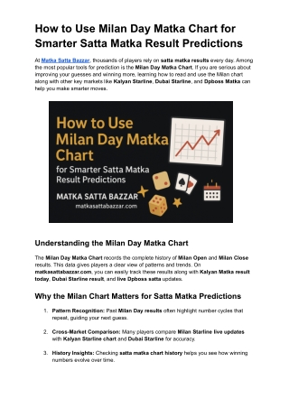 How to Use Milan Day Matka Chart for Smarter Satta Matka Result Predictions