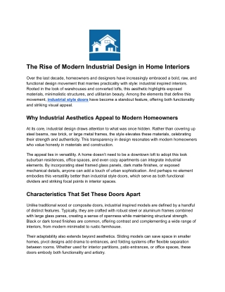 The Rise of Modern Industrial Design in Home Interiors