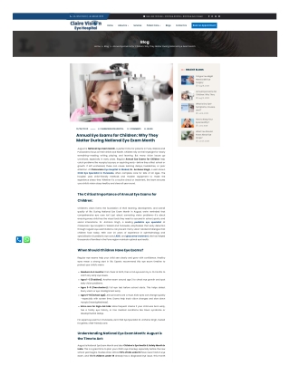 Annual Eye Exams for Children - Clairevision Eye Care