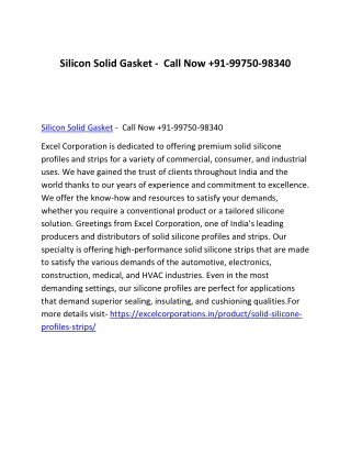 Silicon Solid Gasket - Call Now  91-99750-98340