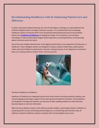 Revolutionizing Healthcare with AI