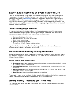 Expert Legal Services at Every Stage of Life