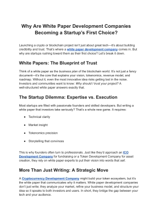 Why Are White Paper Development Companies Becoming a Startup’s First Choice_