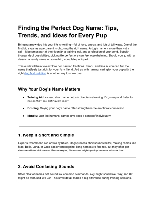 Finding the Perfect Dog Name_ Tips, Trends, and Ideas for Every Pup