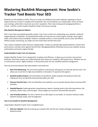 Integrating Seobix's Backlink Tracker with Other SEO Strategies