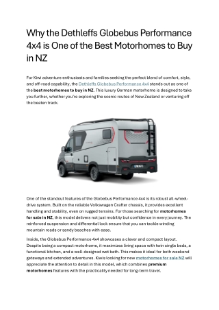Why the Dethleffs Globebus Performance 4x4 is One of the Best Motorhomes to Buy in NZ