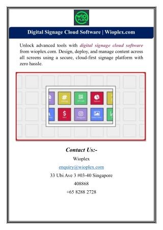 Digital Signage Cloud Software | Wioplex.com
