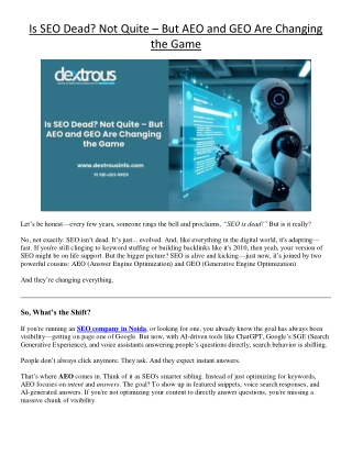 Is SEO Dead? Not Quite – But AEO and GEO Are Changing the Game