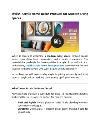 Stylish Acrylic Home Décor Products for Modern Living Spaces