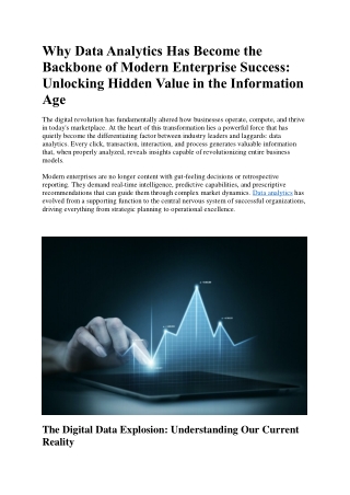 Why Data Analytics Has Become the Backbone of Modern Enterprise Success