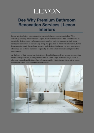 Dee Why Premium Bathroom Renovation Services