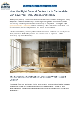 How the Right General Contractor in Carbondale Can Save You Time, Stress, and Money