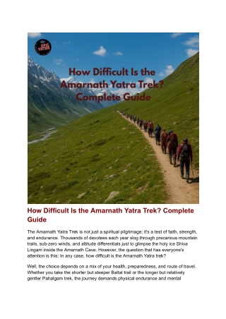How Difficult Is the Amarnath Yatra Trek? Complete Guide