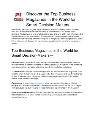 Discover the Top Business Magazines in the World for Smart Decision