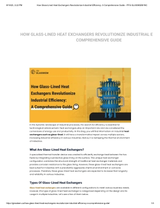 Glass-Lined Heat Exchangers: A Complete Guide | PFG Glasskem
