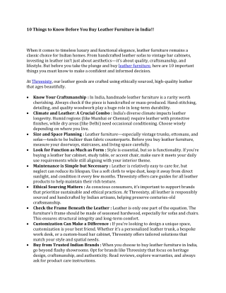 10 Things to Know Before You Buy Leather Furniture in India!!