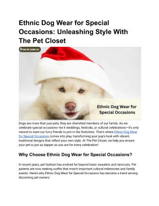 Ethnic Dog Wear for Special Occasions
