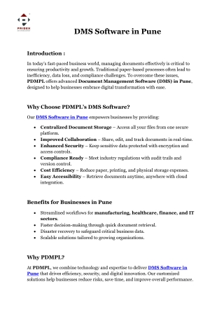 DMS Software in Pune