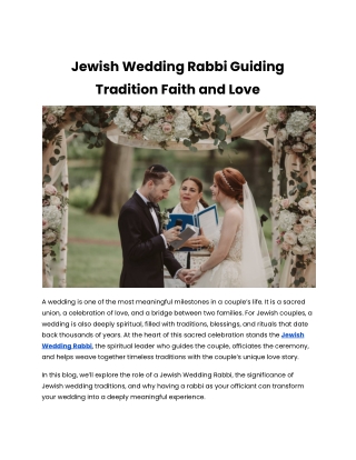 Jewish Wedding Rabbi Traditions Customs and Spiritual Guidance