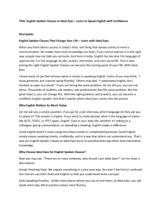 English Spoken Classes