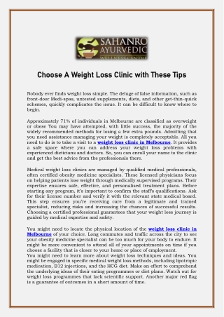 Choose A Weight Loss Clinic with These Tips